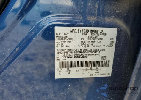 2024 Ford Maverick Xlt z USA, uszkodzony, nr VIN 3FTTW8H99RRA26834